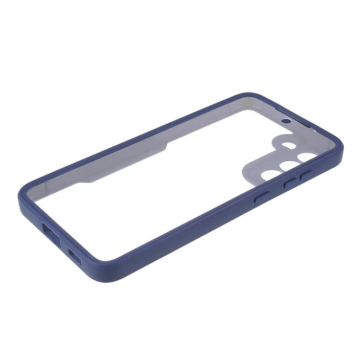 PET Screen Protector + Acrylic Back Panel + TPU Frame Phone Cover for Samsung Galaxy S21 FE - Blue - 6