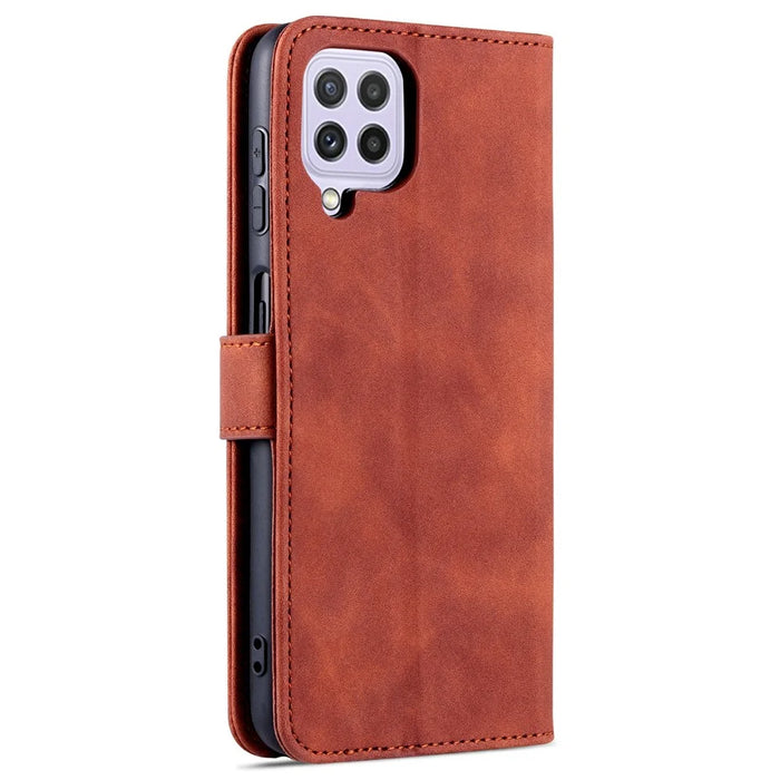 AZNS Wallet Stand Leather Phone Case for Samsung Galaxy A22 4G (EU Version) - Brown - 3