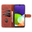 AZNS Wallet Stand Leather Phone Case for Samsung Galaxy A22 4G (EU Version) - Brown - 6