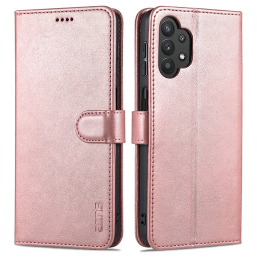 AZNS PU Leather Shock-absorption Phone Case Shell with Wallet Stand for Samsung Galaxy A32 5G/M32 5G - Rose Gold - 1