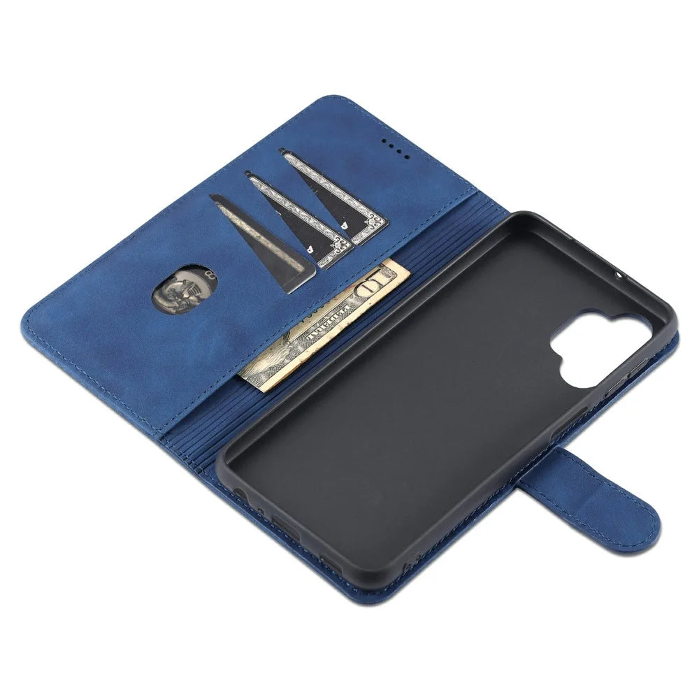 AZNS PU Leather Shock-absorption Phone Case Shell with Wallet Stand for Samsung Galaxy A32 5G/M32 5G - Rose Gold - 6