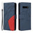 For Samsung Galaxy S10 Leather Case Wallet Stand Color Splicing Phone Cover - Blue - 1