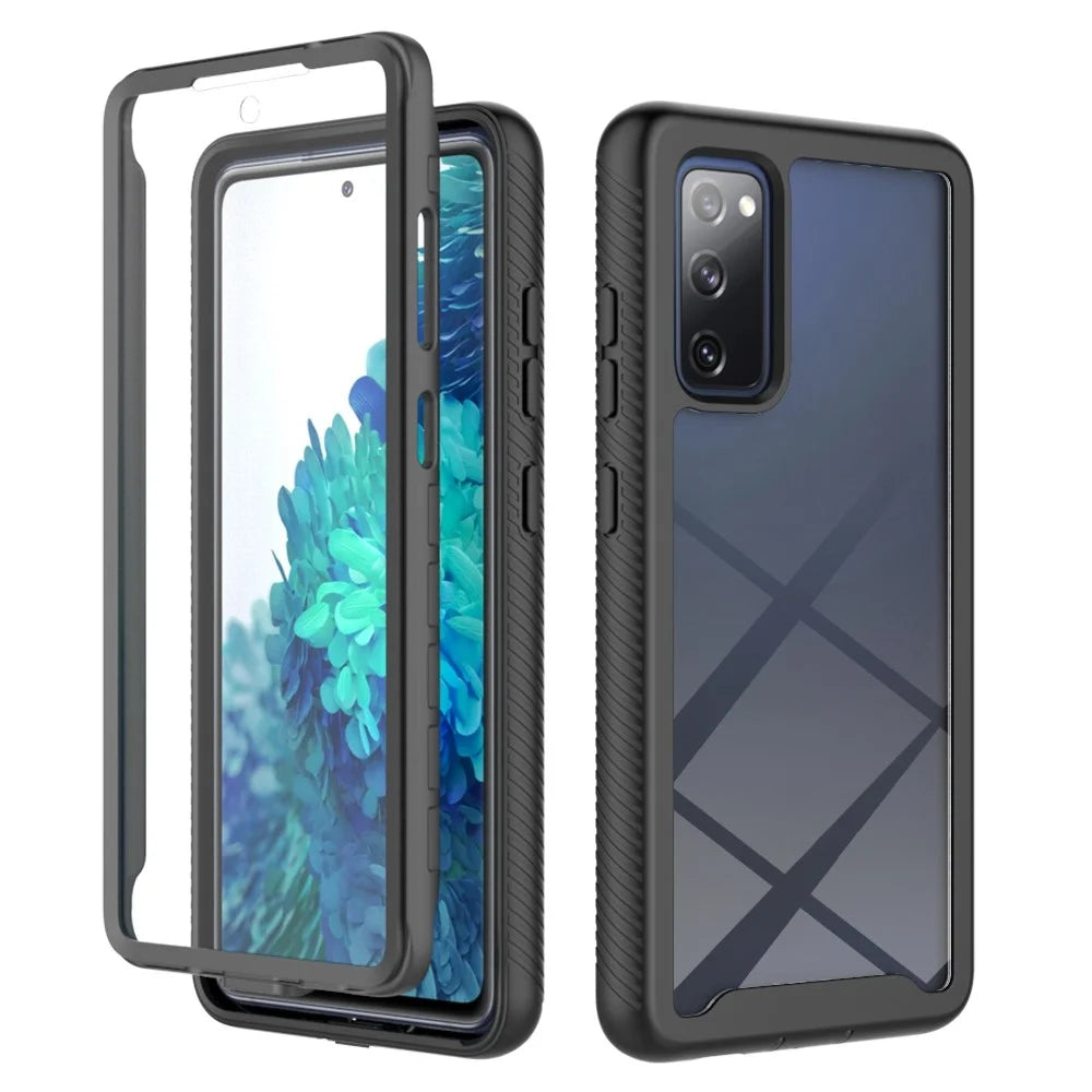 Full Coverage Hybrid Protective Case with Ultra Clear PET Screen Protector for Samsung Galaxy S20 FE 2022/S20 FE 4G/S20 FE 5G/S20 Lite - Black - 1
