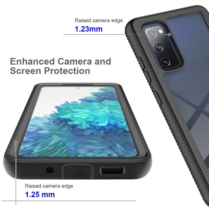 Full Coverage Hybrid Protective Case with Ultra Clear PET Screen Protector for Samsung Galaxy S20 FE 2022/S20 FE 4G/S20 FE 5G/S20 Lite - Black - 5