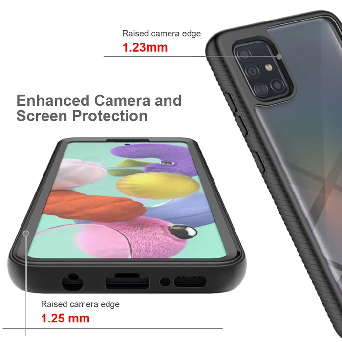 Full Coverage Shock-Absorbed Hybrid Phone Protective Case with PET Screen Protector for Samsung Galaxy A51 4G SM-A515 - Black - 5