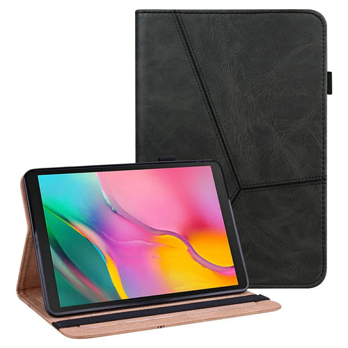 Shock-Absorbed Leather Tablet Stand Cover with Card Holder and Pen Strap for Samsung Galaxy Tab A 10.1 (2019) SM-T510 (Wi-Fi) - Black - 1