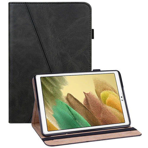 Full Coverage Leather Tablet Stand Cover with Card Holder and Pen Strap for Samsung Galaxy Tab A7 Lite 8.7-inch SM-T220 (Wi-Fi)/SM-T225 - Black - 1