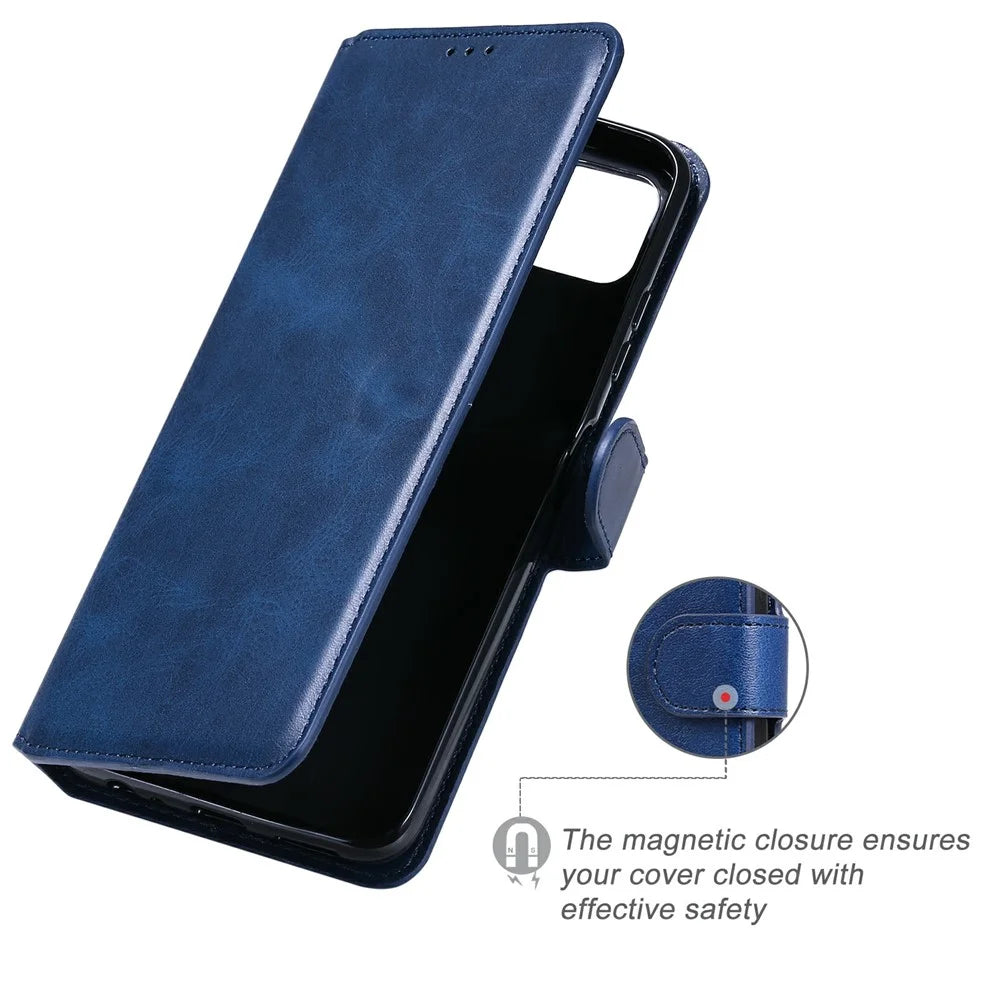 Drop-resistant Stand Design Leather Wallet Mobile Phone Cover Case for Samsung Galaxy A22 5G (EU Version) - Blue - 2