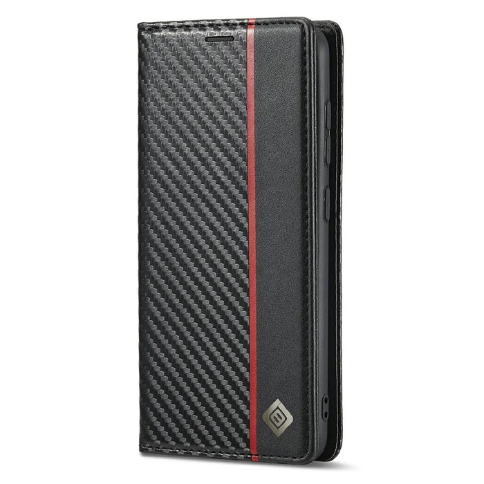 LC.IMEEKE Leather Case Carbon Fiber Pattern Phone Shell with Wallet for Samsung Galaxy S21+ 5G - Style 2 - 2