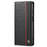 LC.IMEEKE Carbon Fiber Texture PU Leather Phone Case Shell with Stand Wallet for Samsung Galaxy A22 4G (EU Version) - Vertical Red Stripe - 2