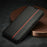 LC.IMEEKE Carbon Fiber Texture Stripe Design Wallet Stand Leather Phone Case for Samsung Galaxy A12 - Vertical Red Stripe - 6