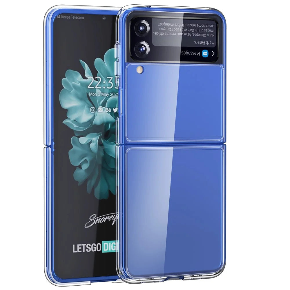 Clear Phone Case for Samsung Galaxy Z Flip3 5G, Hard PC Shock-Absorbing Back Cover - 1