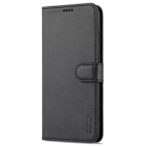 AZNS Leather Wallet Card Slots Stand Folio Flip Shock-resistant Case Phone Shell for Samsung Galaxy S21+ 5G - Black - 2