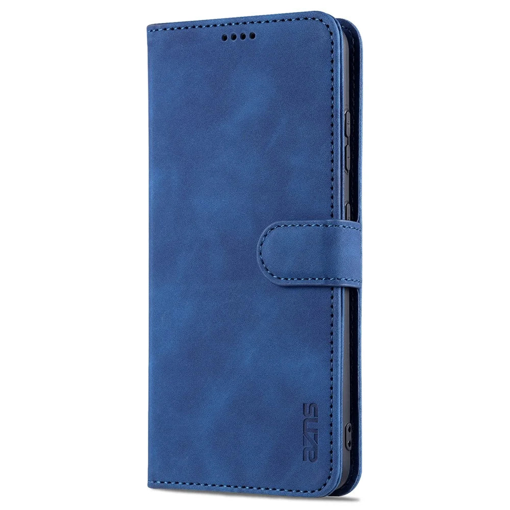 AZNS  Wallet Design PU Leather All-round Protection Phone Stand Cover Case for Samsung Galaxy S21 Ultra 5G - Blue - 2