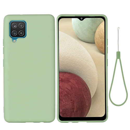 Liquid Silicone Silky-Soft Touch Full Body Protection Shockproof Case Cover with Strap for Samsung Galaxy M32 (Global Version) - Green - 1