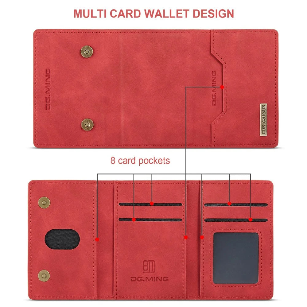 DG.MING M2 Series Anti-drop Magnetic Wallet Design with Kickstand  Leather Coated Hybrid Case for Samsung Galaxy S20 Plus - Red - 7