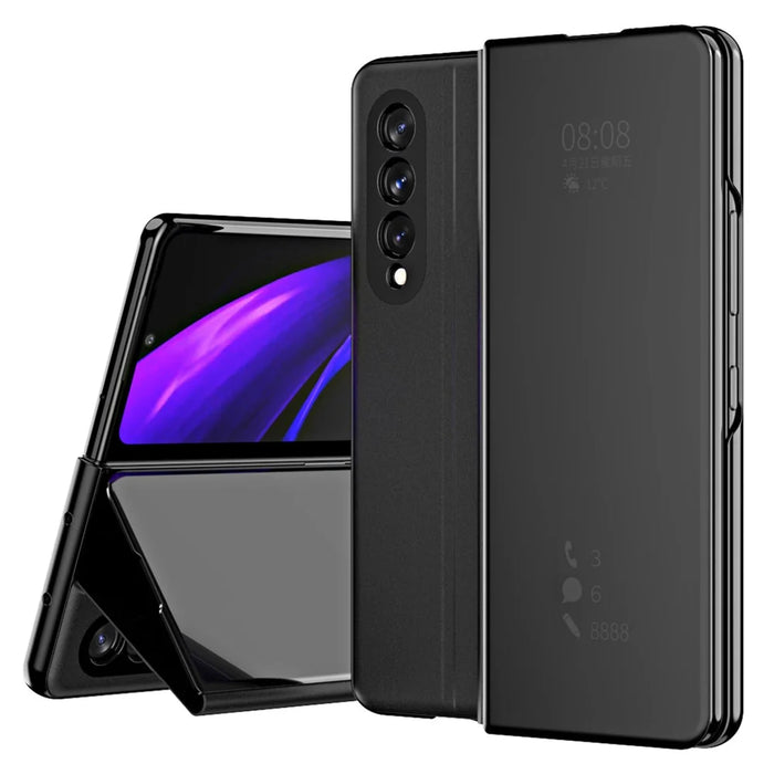 For Samsung Galaxy Z Fold3 5G Flip Leather Cover with Stand Full Body Protective Phone Case - Black - 1