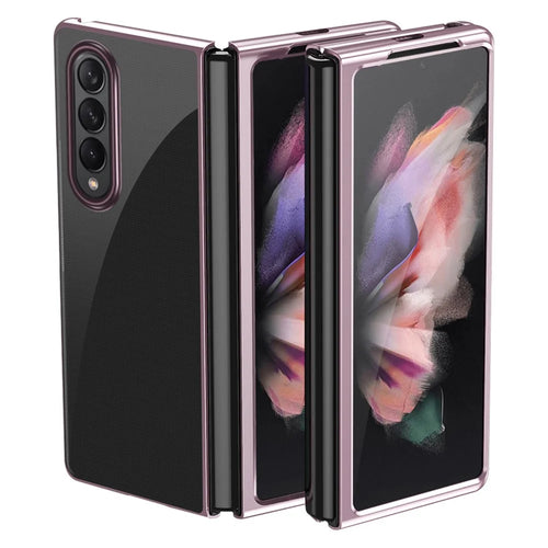 Electroplating Frame Drop-Proof PC Phone Cover Folding Case for Samsung Galaxy Z Fold3 5G - Rose Gold - 1