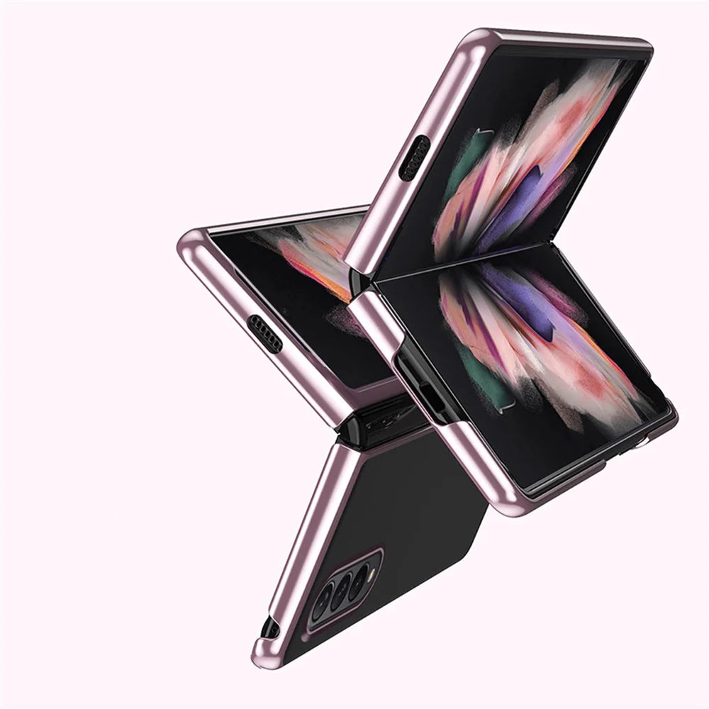 Electroplating Frame Drop-Proof PC Phone Cover Folding Case for Samsung Galaxy Z Fold3 5G - Rose Gold - 2