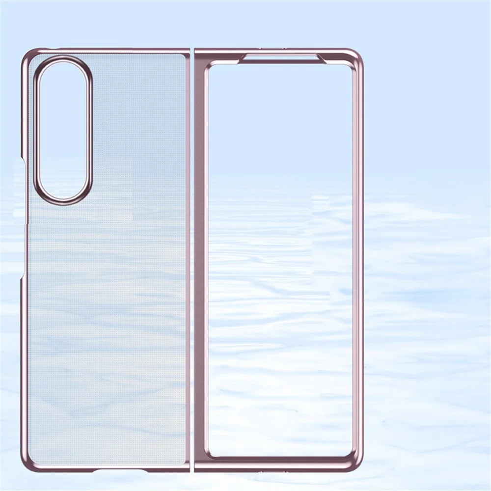 Electroplating Frame Drop-Proof PC Phone Cover Folding Case for Samsung Galaxy Z Fold3 5G - Rose Gold - 4