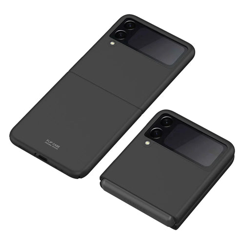 Skin Feel Solid Color Shock-Resistant Protection PC Cell Phone Case with Kickstand for Samsung Galaxy Z Flip3 5G - Black - 1