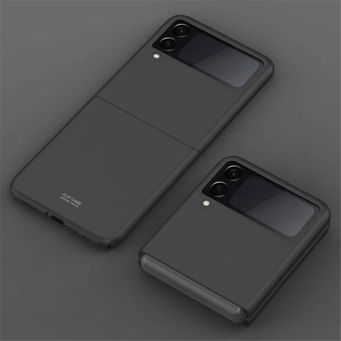 Skin Feel Solid Color Shock-Resistant Protection PC Cell Phone Case with Kickstand for Samsung Galaxy Z Flip3 5G - Black - 2
