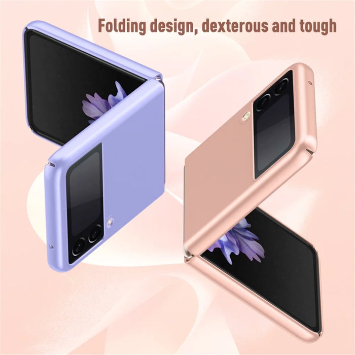 Skin Feel Solid Color Shock-Resistant Protection PC Cell Phone Case with Kickstand for Samsung Galaxy Z Flip3 5G - Black - 4