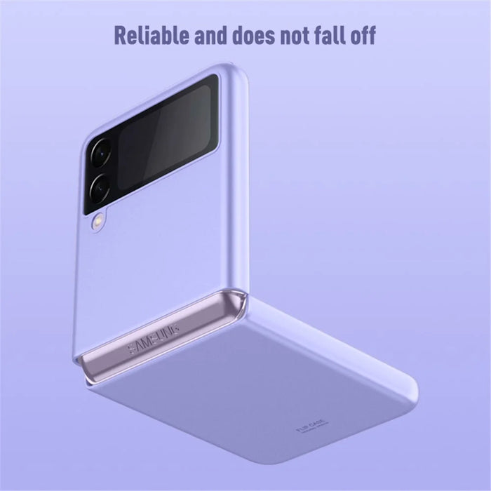 Skin Feel Solid Color Shock-Resistant Protection PC Cell Phone Case with Kickstand for Samsung Galaxy Z Flip3 5G - Black - 6