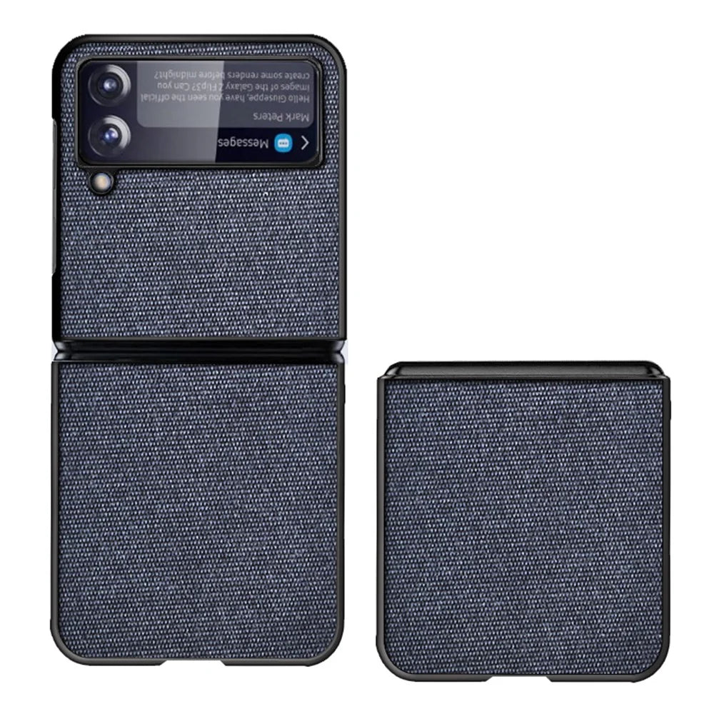 Slim Fit Sea Sand Texture PU Leather Coated Hard PC Shock Absorption Cover for Samsung Galaxy Z Flip3 5G - Blue - 2