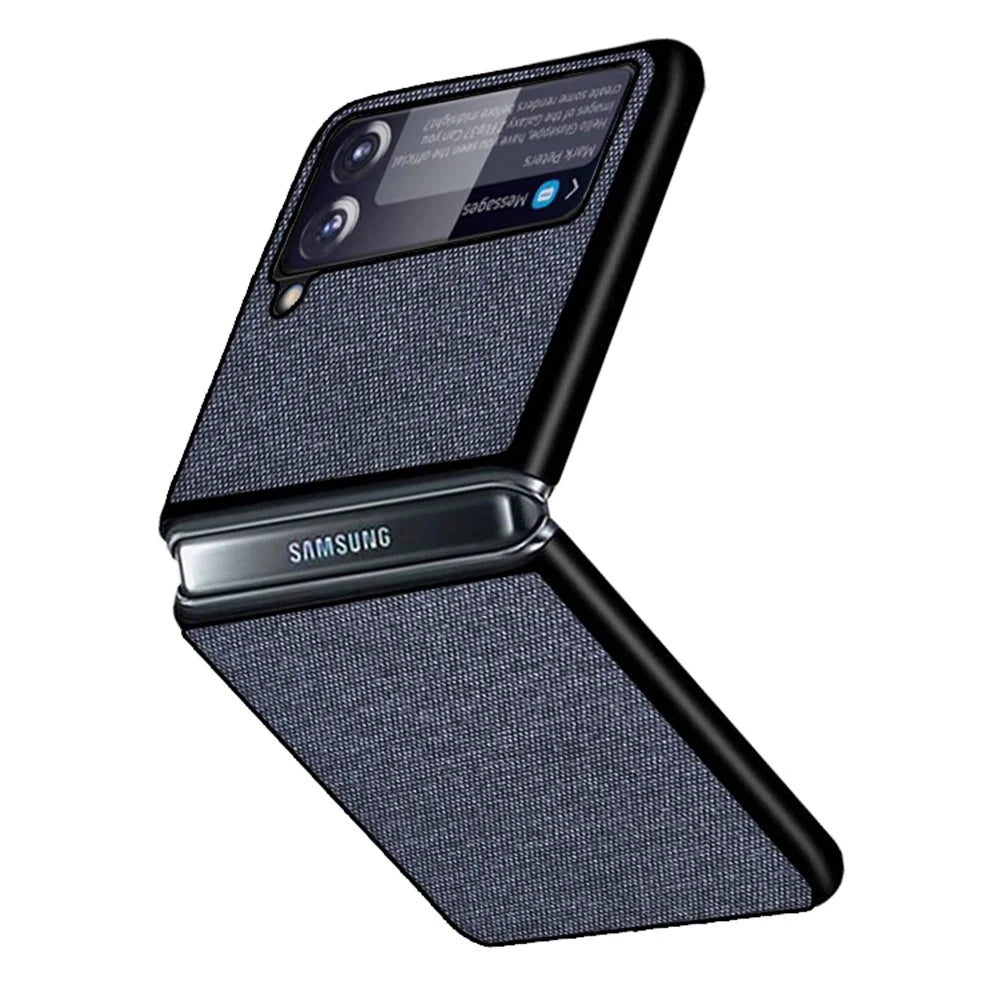Slim Fit Sea Sand Texture PU Leather Coated Hard PC Shock Absorption Cover for Samsung Galaxy Z Flip3 5G - Blue - 3