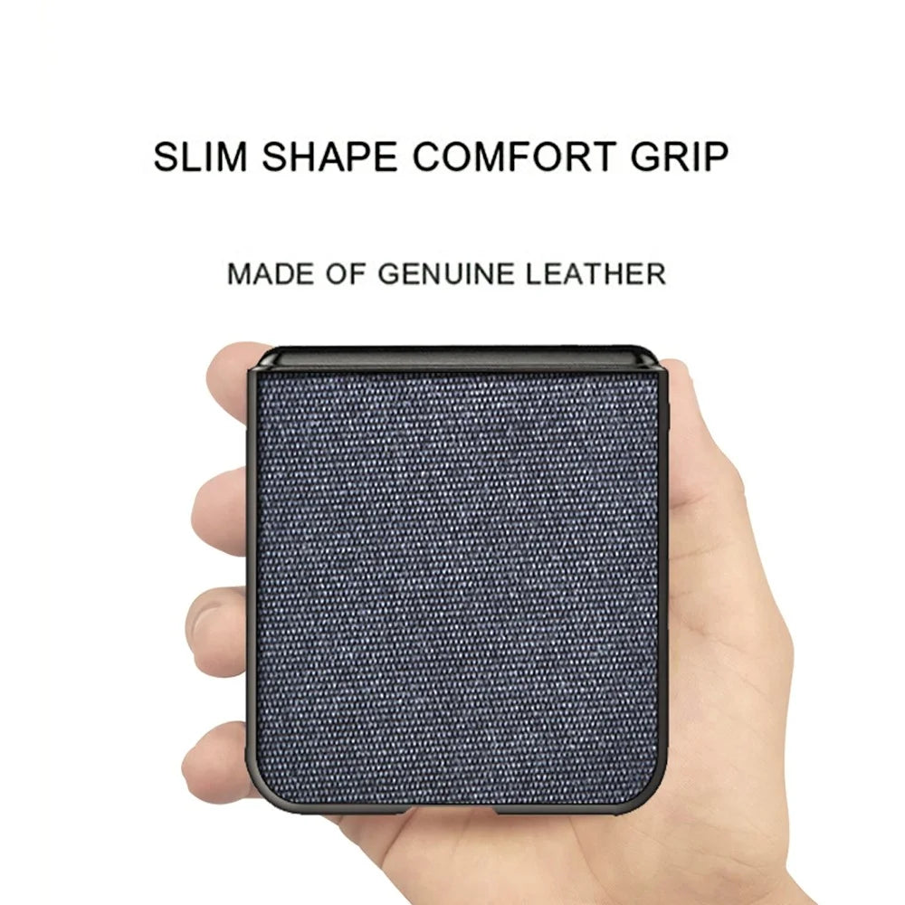 Slim Fit Sea Sand Texture PU Leather Coated Hard PC Shock Absorption Cover for Samsung Galaxy Z Flip3 5G - Blue - 4