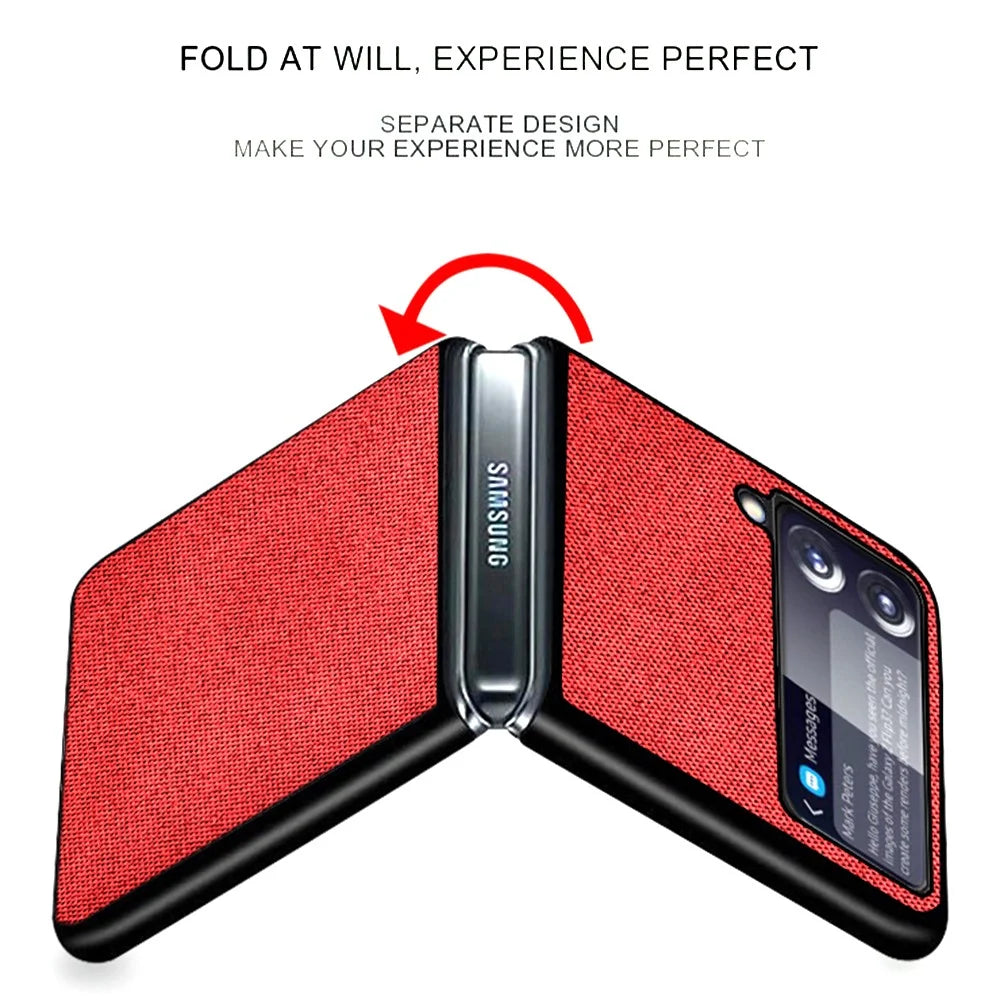 Slim Fit Sea Sand Texture PU Leather Coated Hard PC Shock Absorption Cover for Samsung Galaxy Z Flip3 5G - Blue - 5