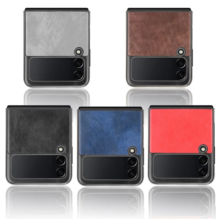 Slim Litchi Texture PU Leather Coated Hard PC Protective Phone Back Cover for Samsung Galaxy Z Flip3 5G - Red - 6