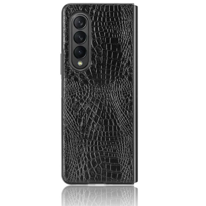 Premium Crocodile Texture PU Leather Coated Hard PC Back Cover Protective Cell Phone Case for Samsung Galaxy Z Fold3 5G - Black - 2
