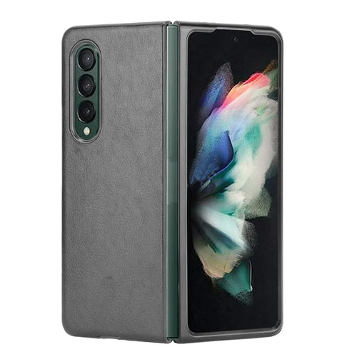 Ultra Slim Litchi Texture PU Leather Coated PC Shockproof Phone Cover for Samsung Galaxy Z Fold3 5G - Black - 1