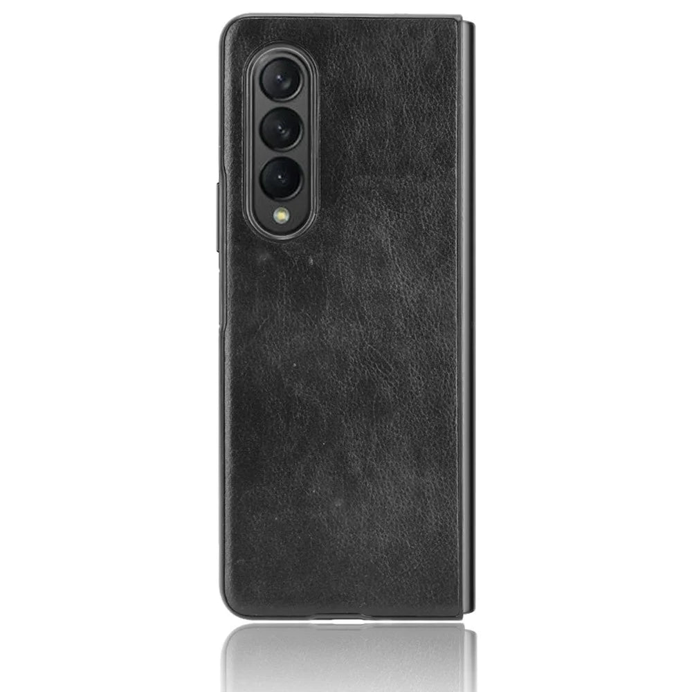 Ultra Slim Litchi Texture PU Leather Coated PC Shockproof Phone Cover for Samsung Galaxy Z Fold3 5G - Black - 2