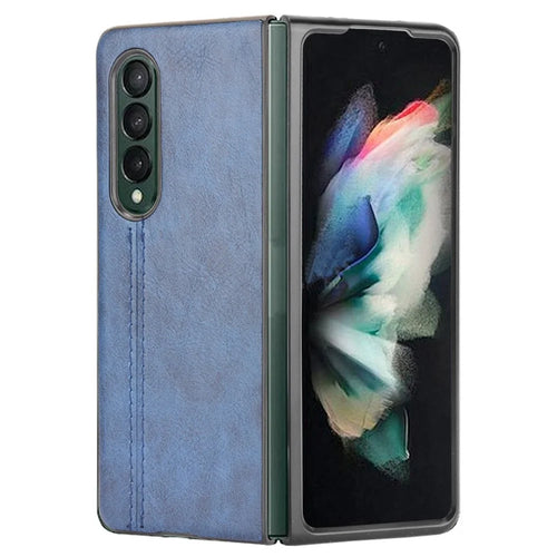 Stitching Line Design PU Leather Coated Hard PC + TPU Cover Protective Cell Phone Case for Samsung Galaxy Z Fold3 5G - Blue - 1