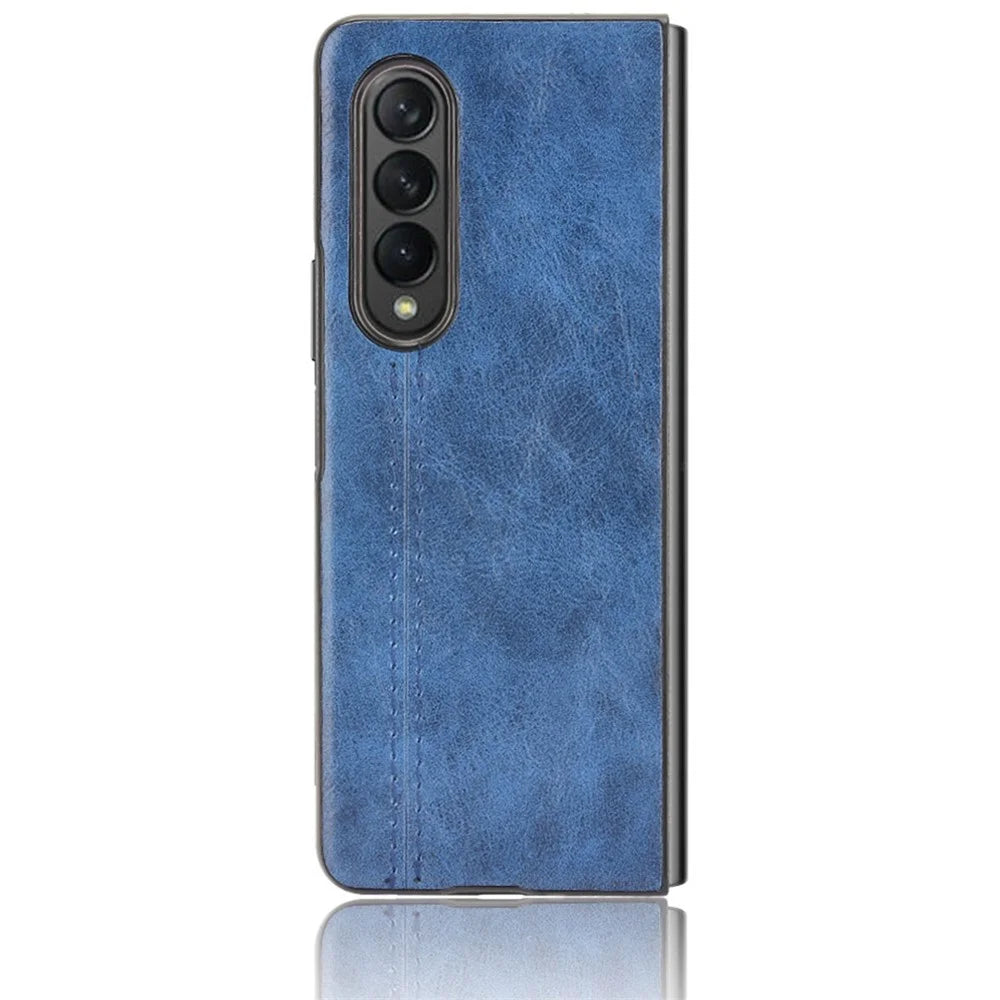 Stitching Line Design PU Leather Coated Hard PC + TPU Cover Protective Cell Phone Case for Samsung Galaxy Z Fold3 5G - Blue - 2