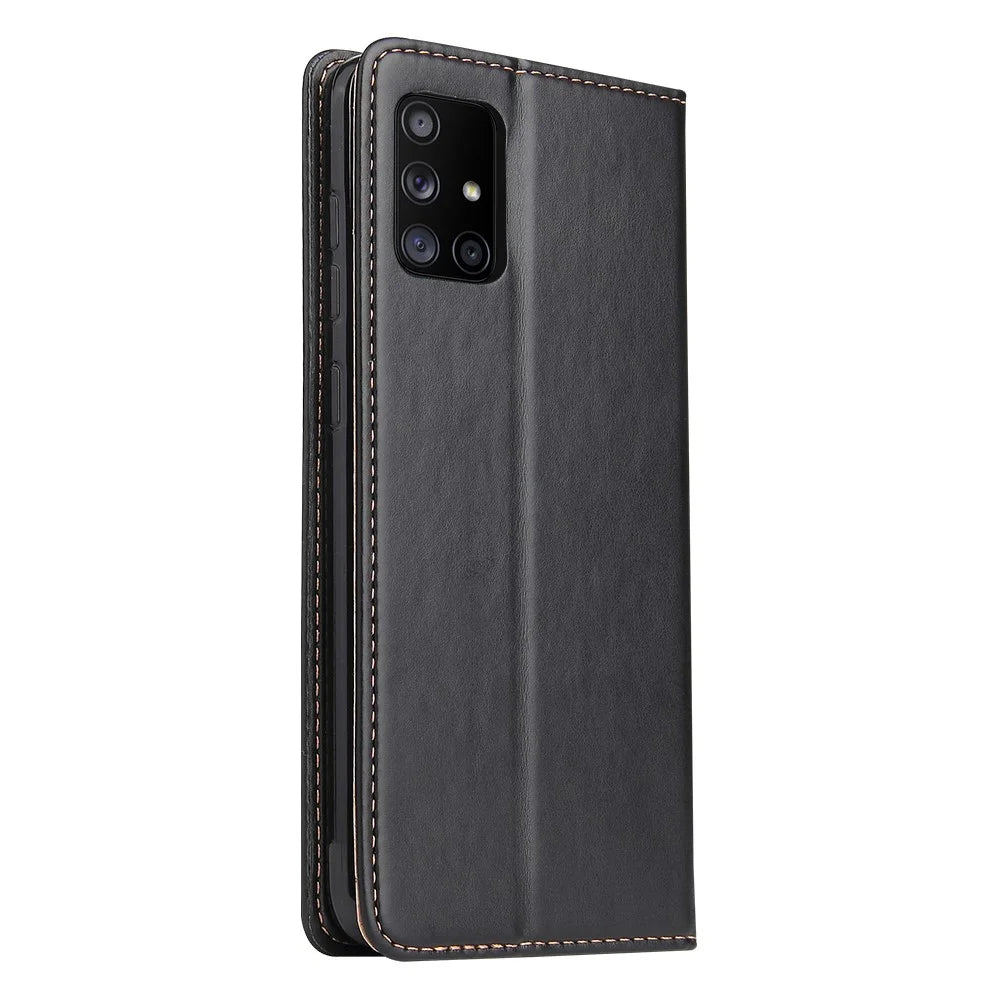 Wallet Genuine Texture PU Leather Stand Case for Samsung Galaxy A71 5G SM-A716 - Black - 3