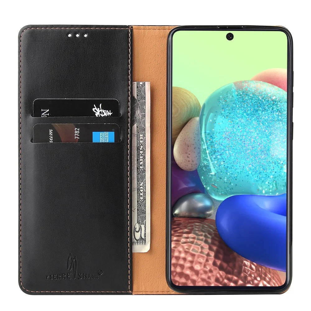 Wallet Genuine Texture PU Leather Stand Case for Samsung Galaxy A71 5G SM-A716 - Black - 4