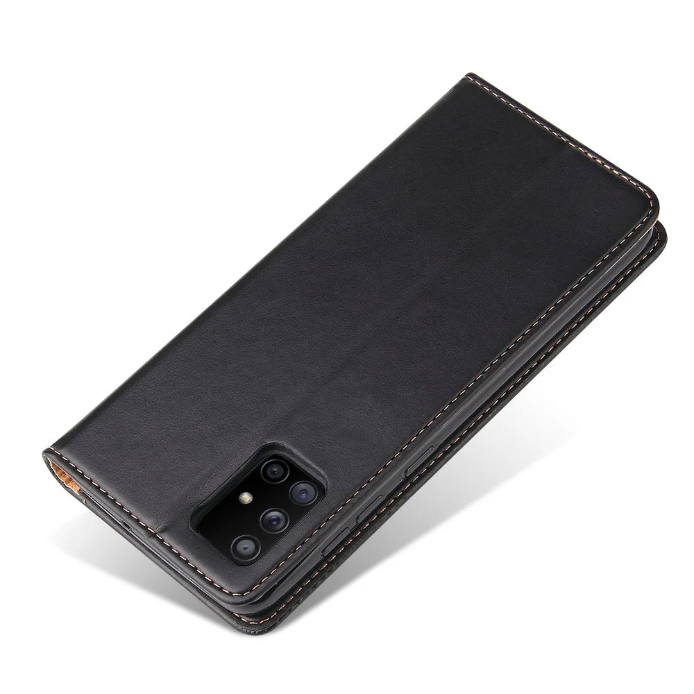 Wallet Genuine Texture PU Leather Stand Case for Samsung Galaxy A71 5G SM-A716 - Black - 7