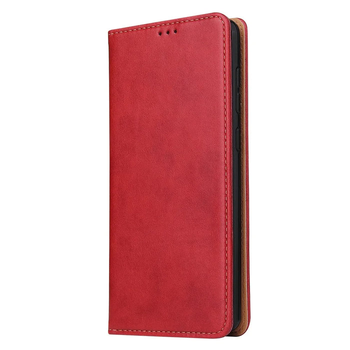 Phone Cover Wallet Design Genuine Texture PU Leather Stand Case for Samsung Galaxy A51 5G SM-A516 - Red - 2