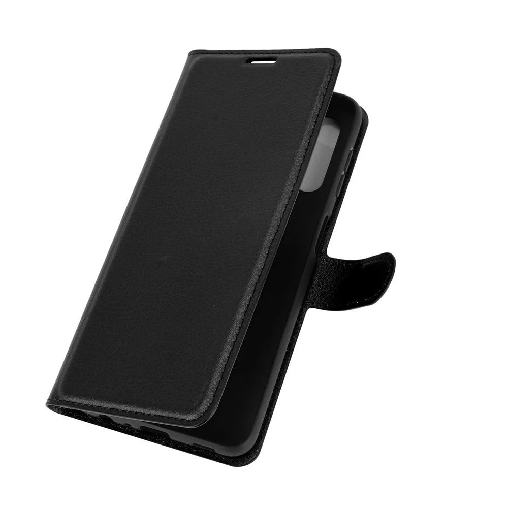 Folio Flip Anti-Scratch Litchi Skin Leather Mobile Phone Wallet Stand Cover Case for Samsung Galaxy A32 4G (EU Version) - Black - 7