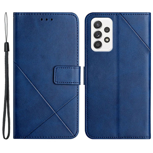 Anti-drop Pure Color PU Leather Phone Cover with Wallet for Samsung Galaxy A52 4G/A52 5G/A52s 5G - Blue - 1