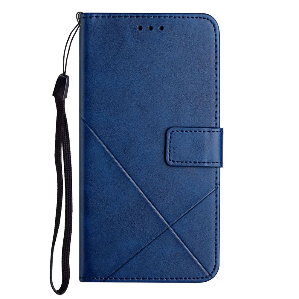 Anti-drop Pure Color PU Leather Phone Cover with Wallet for Samsung Galaxy A52 4G/A52 5G/A52s 5G - Blue - 6
