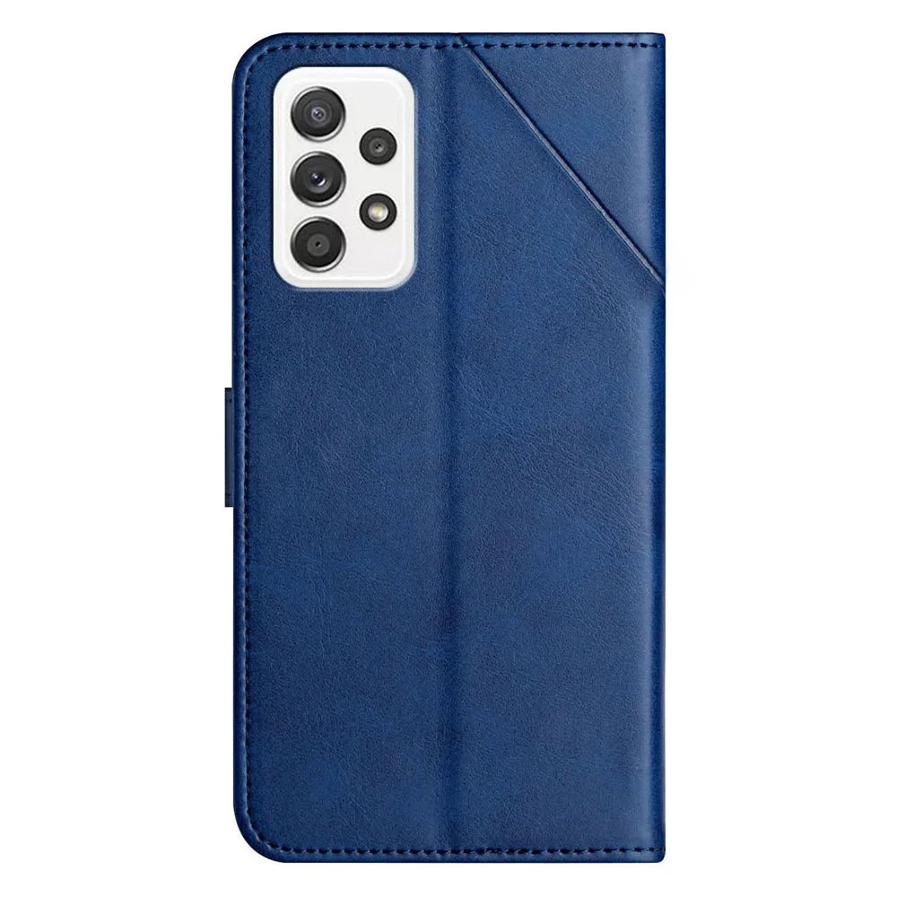 Anti-drop Pure Color PU Leather Phone Cover with Wallet for Samsung Galaxy A52 4G/A52 5G/A52s 5G - Blue - 7