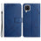 Solid Color Well-protected Wallet Stand Design PU Leather Phone Cover with Strap for Samsung Galaxy A12 - Blue - 1