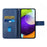 Solid Color Well-protected Wallet Stand Design PU Leather Phone Cover with Strap for Samsung Galaxy A12 - Blue - 5