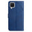 Solid Color Well-protected Wallet Stand Design PU Leather Phone Cover with Strap for Samsung Galaxy A12 - Blue - 7