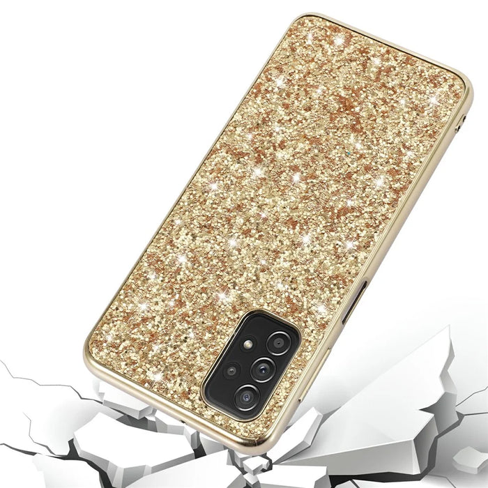 Shiny Sequins Design Plated TPU Frame + PC Drop-Resistant Hybrid Shell Case for Samsung Galaxy A32 5G/M32 5G - Blue - 2